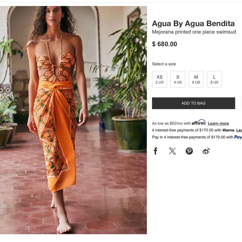 Agua by Agua Bendita Majorana Hand Embroidered Swimsuit size US8 and Pareo OS - Picture 5 of 14